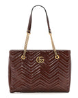 Snakeskin Matelasse Medium GG Marmont Slim Tote Brown