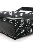 Cotton Canvas Calfskin Logo Print Navy Cabas XS Black White