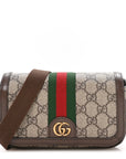GG Supreme Monogram Web Mini Ophidia Flap Shoulder Bag Brown