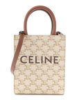 Triomphe Canvas Calfskin Mini Vertical Cabas White