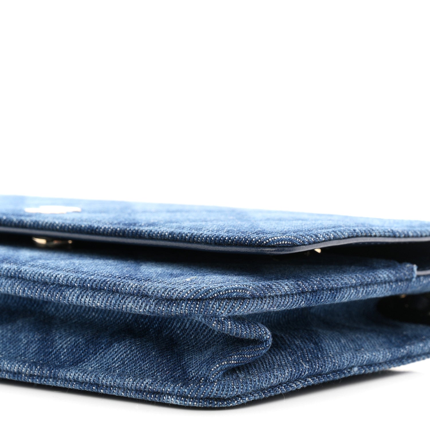 Denim Printed Wallet On Chain WOC Dark Blue