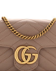 Calfskin Matelasse Super Mini GG Marmont Shoulder Bag Porcelain Rose