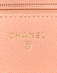 Caviar Quilted Perforated Metal CC Wallet On Chain WOC Beige