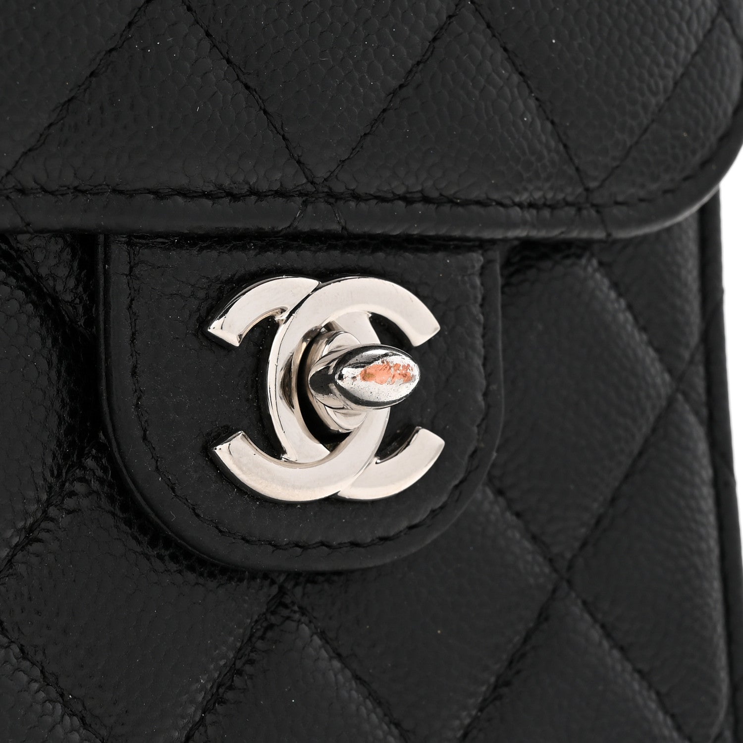 Caviar Quilted Classic Phone Holder Black