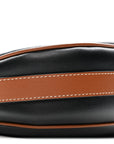 Smooth Calfskin Medium Strap Ava Shoulder Bag Black Tan