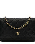 Caviar Quilted Wallet on Chain WOC Black