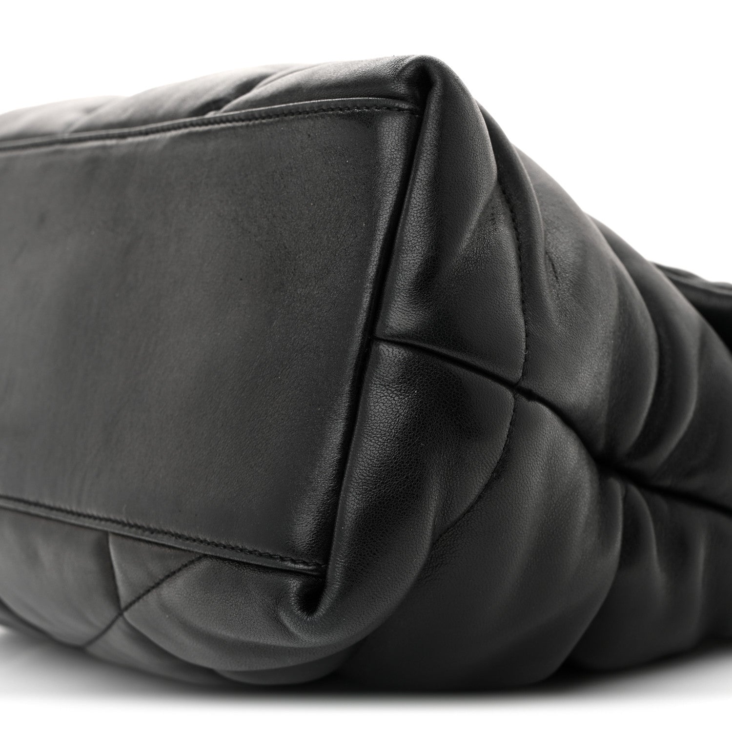 Lambskin Quilted Medium Loulou Puffer Monogram Chain Satchel Black