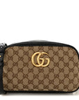 Monogram Matelasse Diagonal Small GG Marmont Chain Shoulder Bag Beige Black