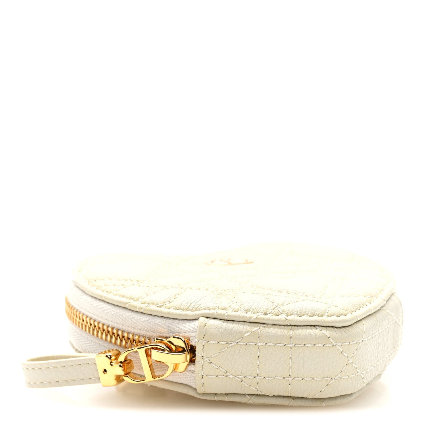 Calfskin Cannage D1ORamour Caro Heart Pouch With Chain White