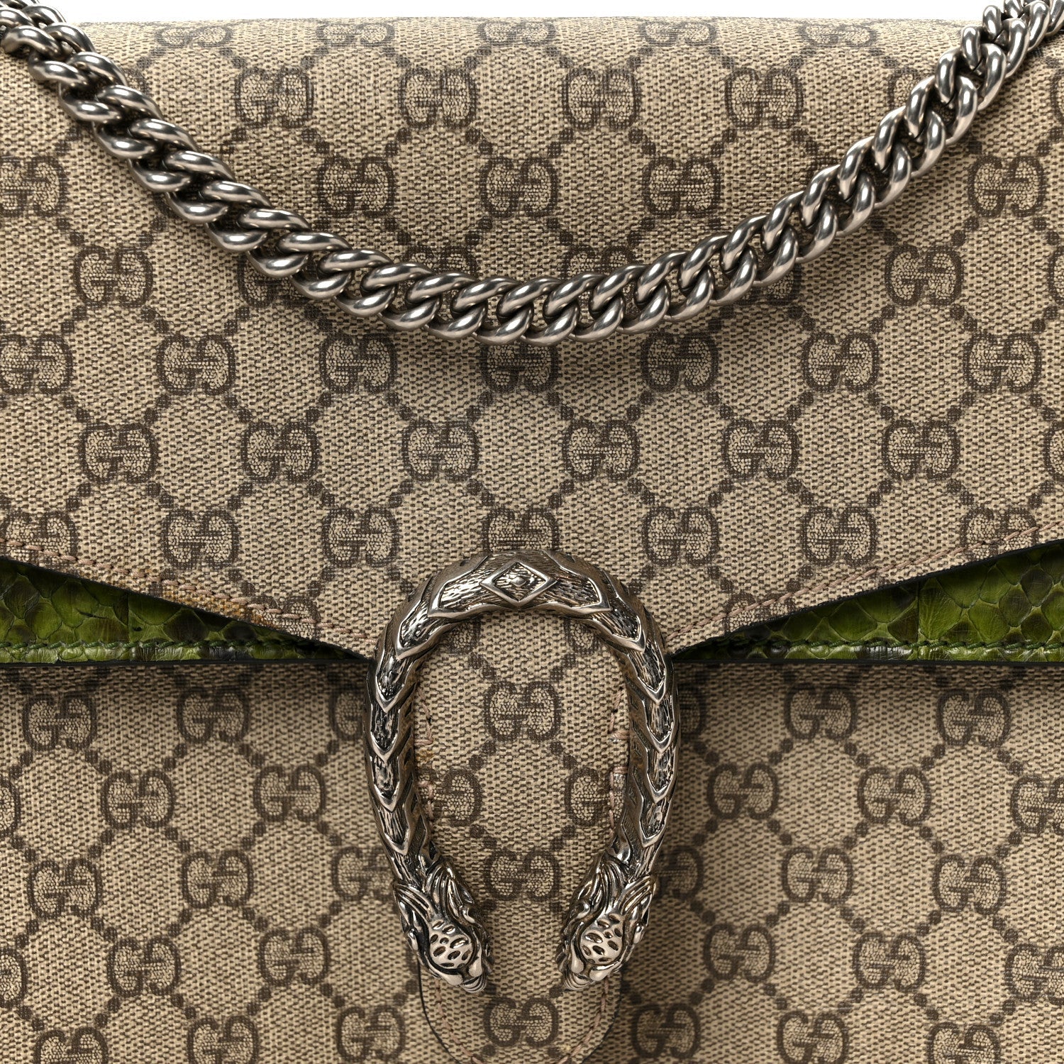 GG Supreme Monogram Snakeskin Medium Dionysus Shoulder Bag Green