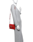 Lizard Embossed Crystal Embellished DG Millennials Mini Crossbody Bag Red