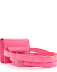 Calfskin Crocodile Embossed La Ceinture Bello Double Tour Belt Bag Pink
