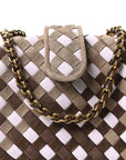 Suede Intrecciato Small The Lauren 1980 Clutch With Chain Praline Musk Washed Brownie
