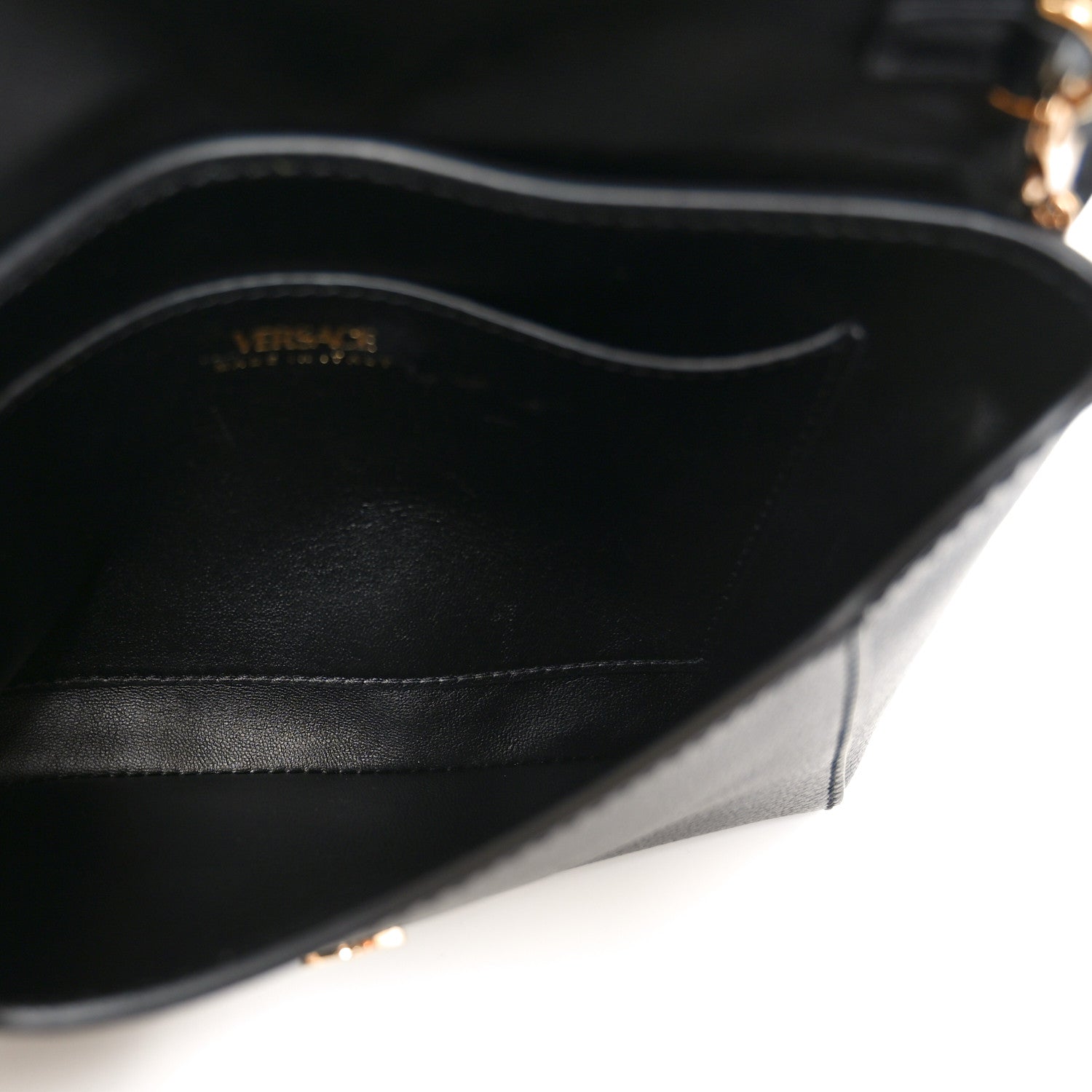 Calfskin Medusa Whipstitch Envelope Clutch Black White