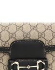 GG Supreme Monogram Horsebit 1955 Soft Small Shoulder Bag Beige Black