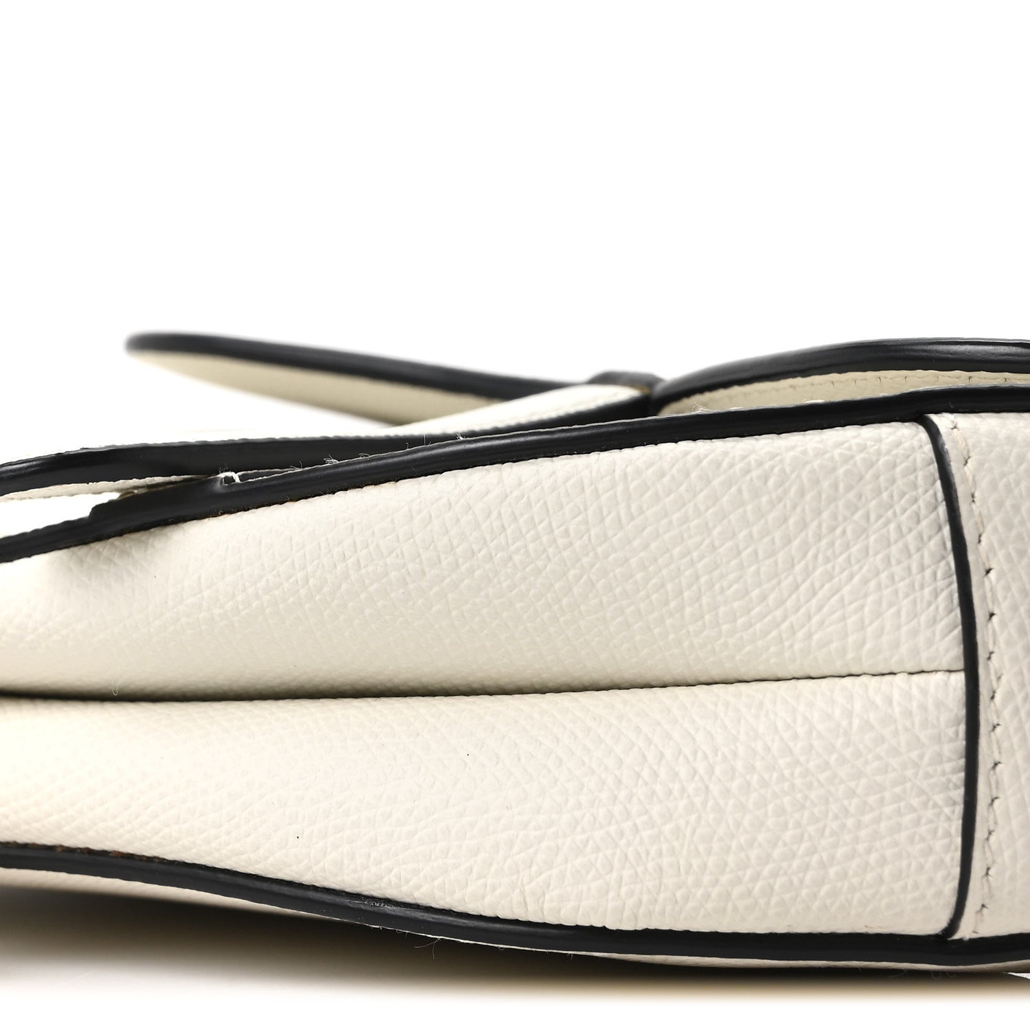 Grained Calfskin Mini Saddle Bag White