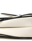 Grained Calfskin Mini Saddle Bag White