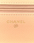 Caviar Quilted Wallet on Chain WOC Beige