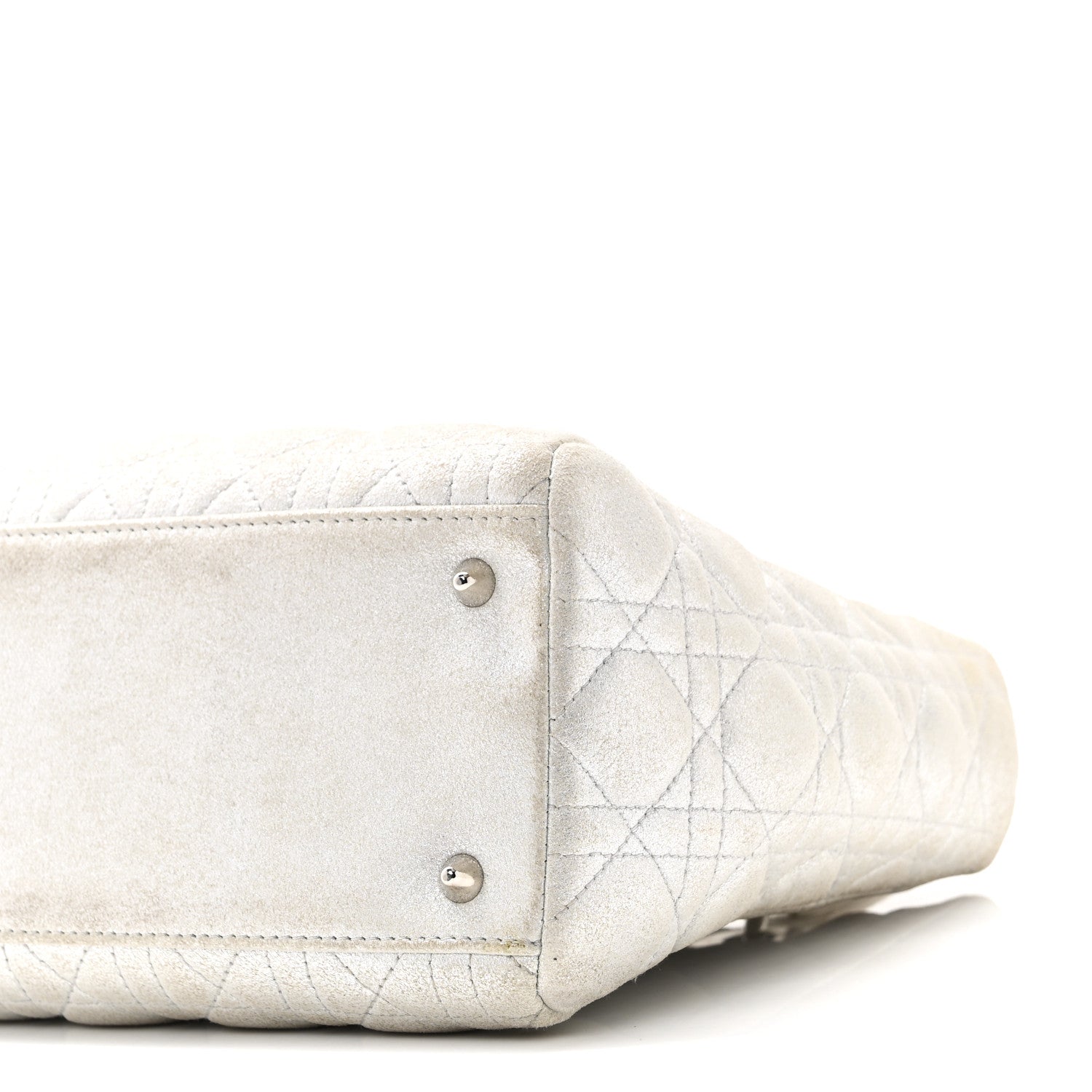 Metallic Nubuck Cannage Medium Lady D1OR Silver