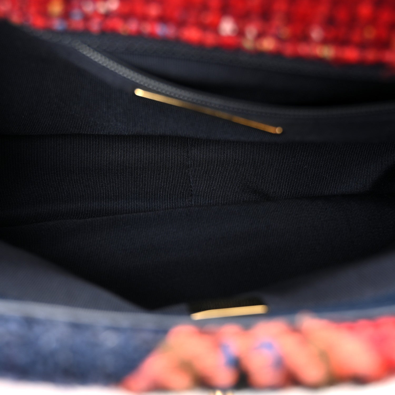Tweed Quilted Medium CHNL 19 Flap Red Navy Multicolor