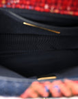 Tweed Quilted Medium CHNL 19 Flap Red Navy Multicolor