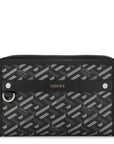 Coated Canvas La Greca Signature  Black Gray