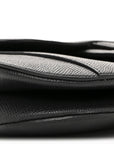Grained Calfskin Mini Saddle Bag With Strap Black