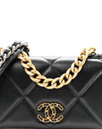 Lambskin Quilted CHNL 19 Wallet On Chain WOC Black