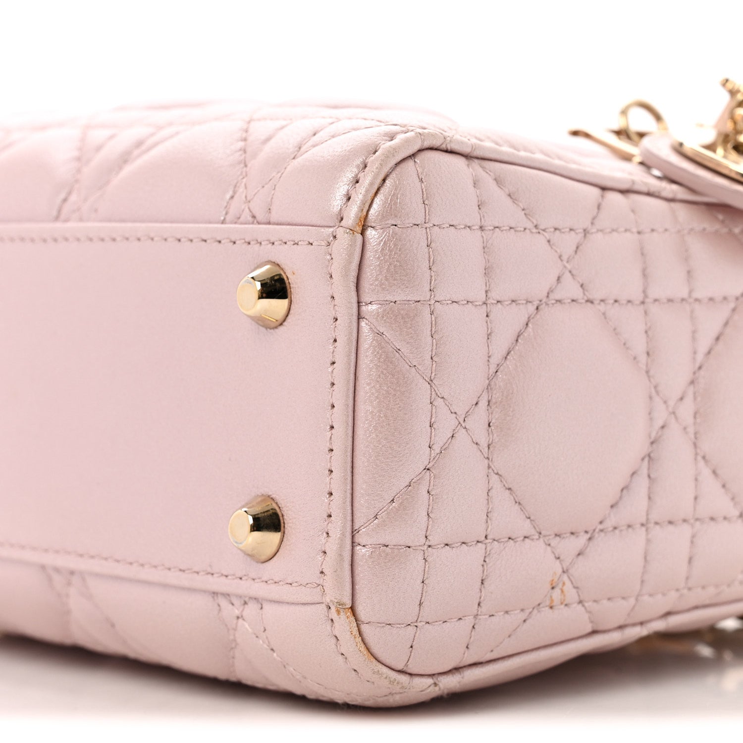 Metallic Lambskin Cannage Mini Lady D1OR Lotus
