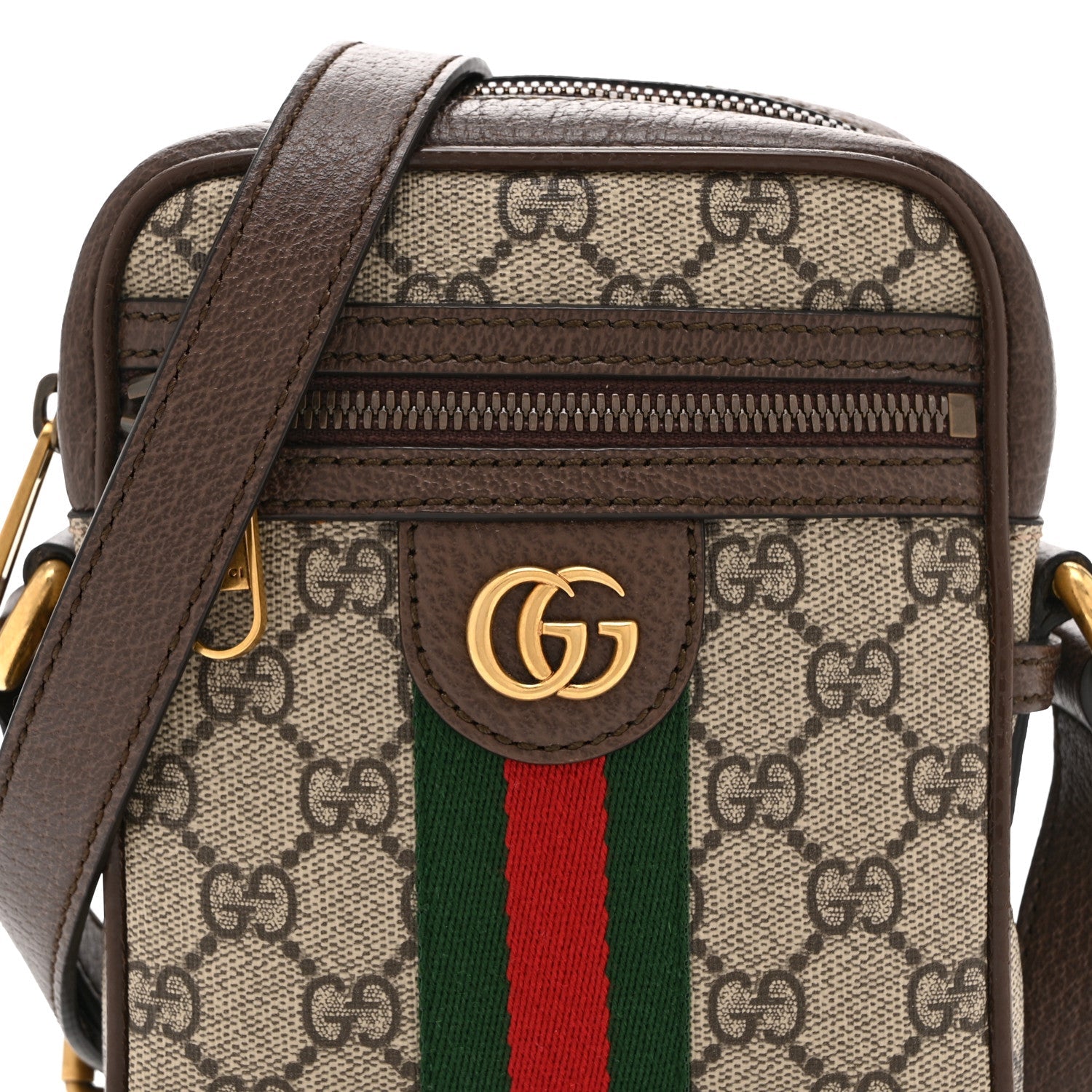 GG Supreme Monogram Web Mini Ophidia Messenger Brown