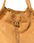 Suede Quilted Medium CHNL 25 Handbag Beige