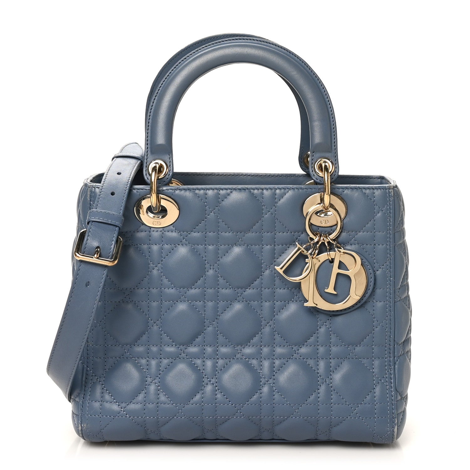 Lambskin Cannage Medium Lady D1OR Denim Blue