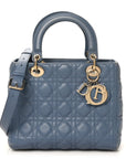 Lambskin Cannage Medium Lady D1OR Denim Blue