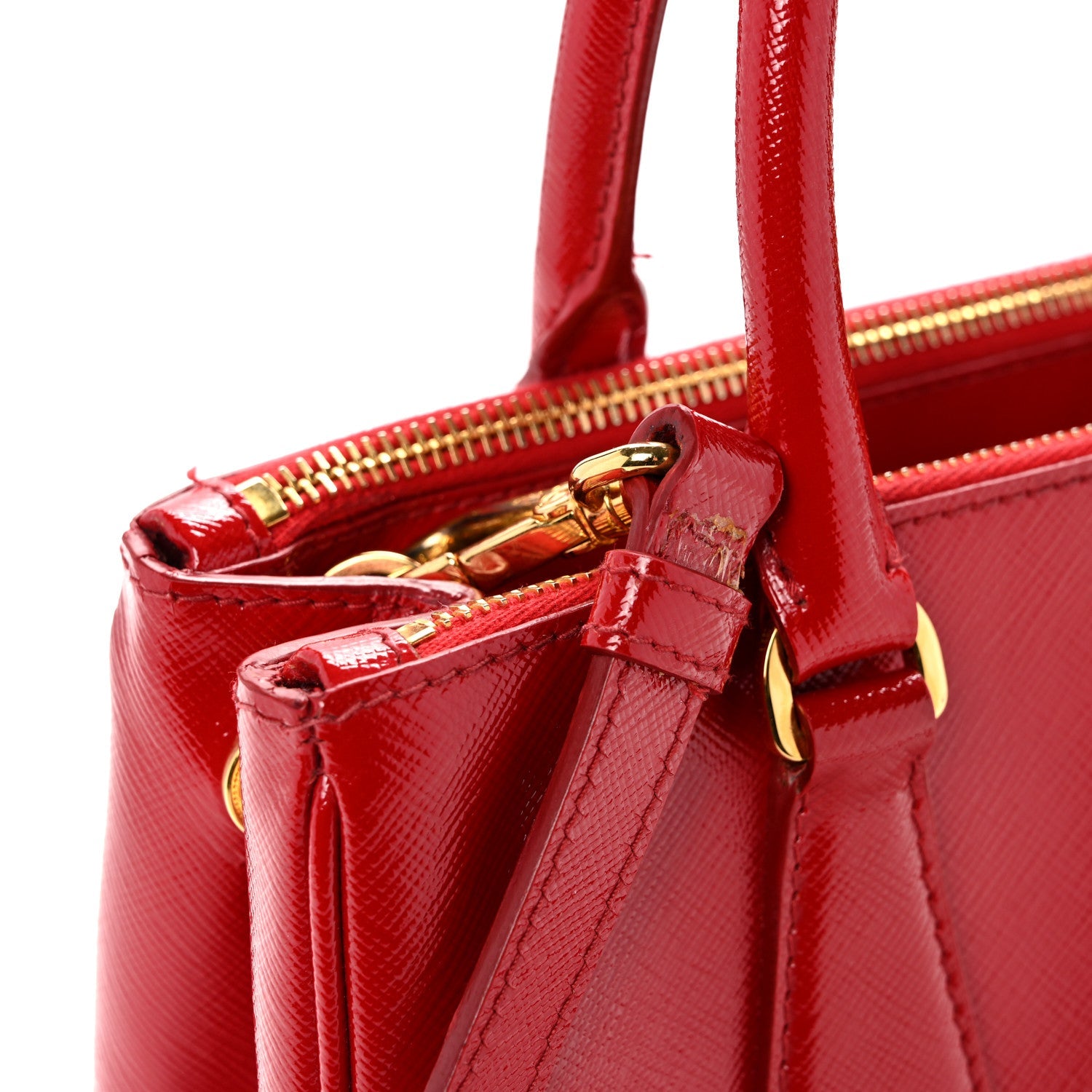 Saffiano Vernice Galleria Double Zip Tote Rosso