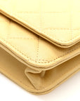 Caviar Quilted Studded CC Wallet on Chain WOC Yellow