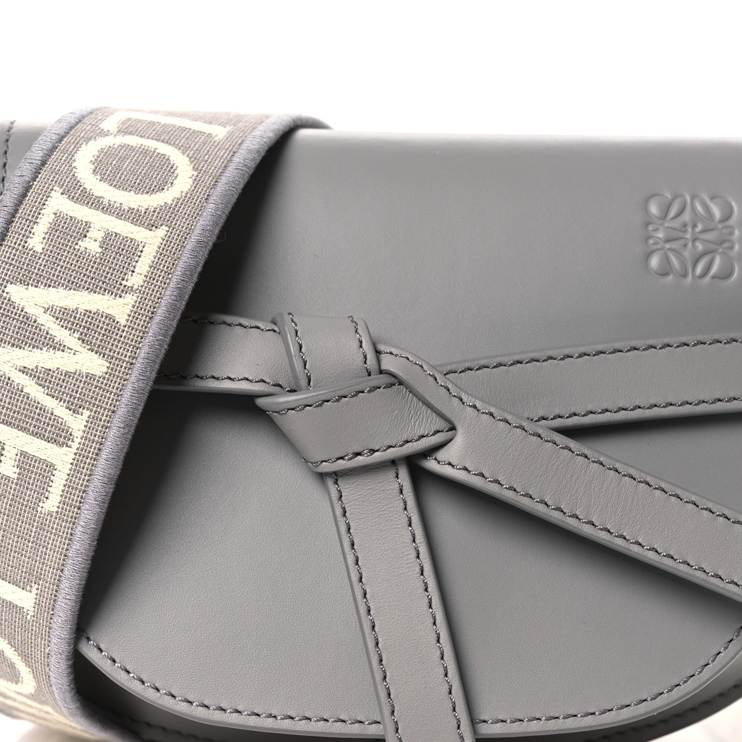 Calfskin Jacquard Mini Gate Dual Bag Ash Grey
