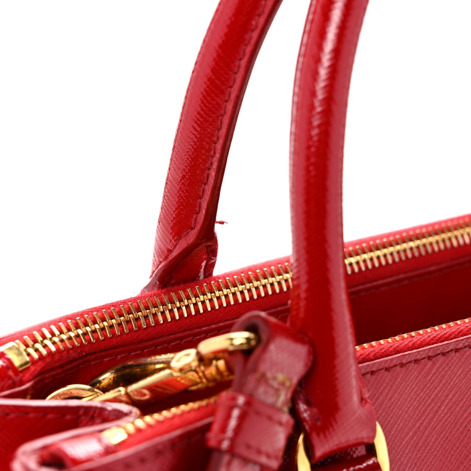Saffiano Vernice Galleria Double Zip Tote Rosso