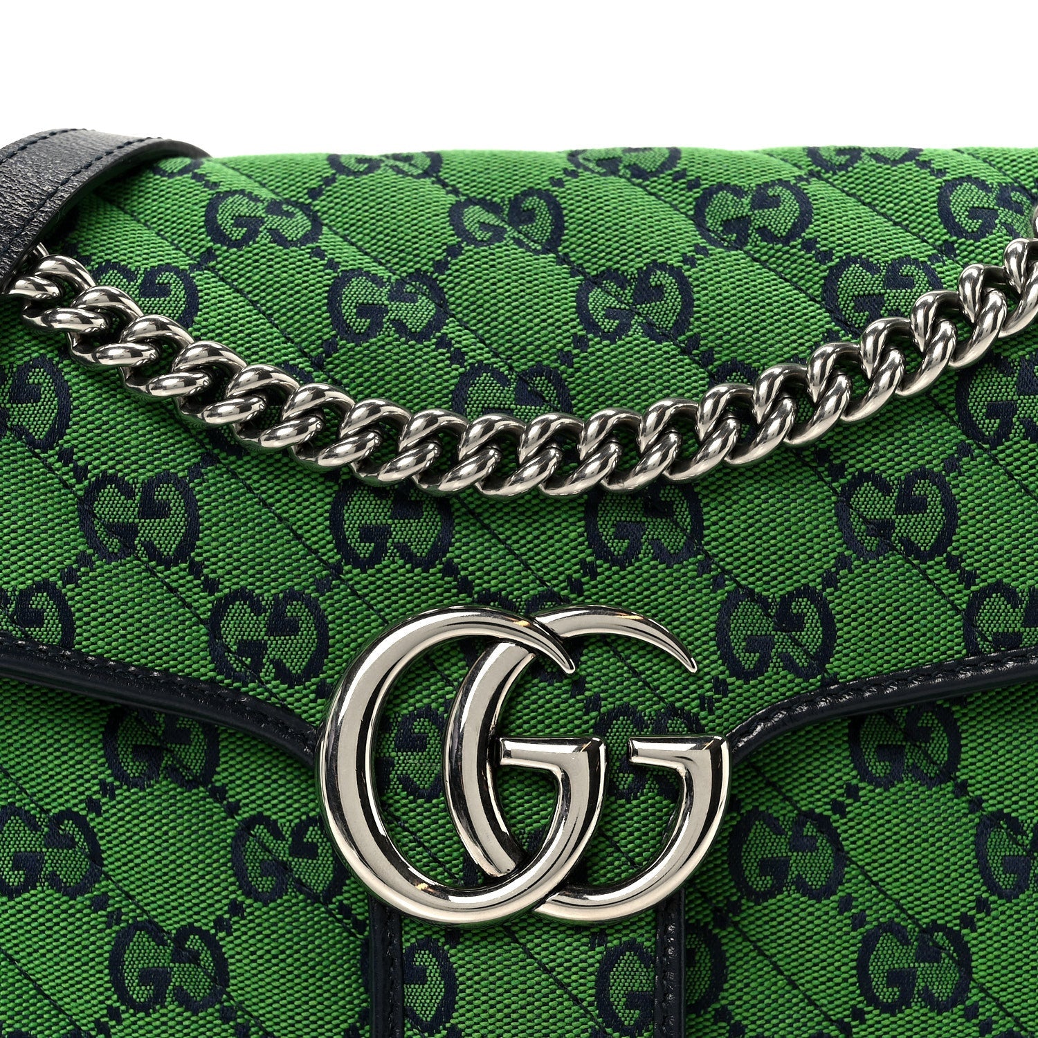 Monogram Multicolor Matelasse Diagonal Small GG Marmont Shoulder Bag Green Blue