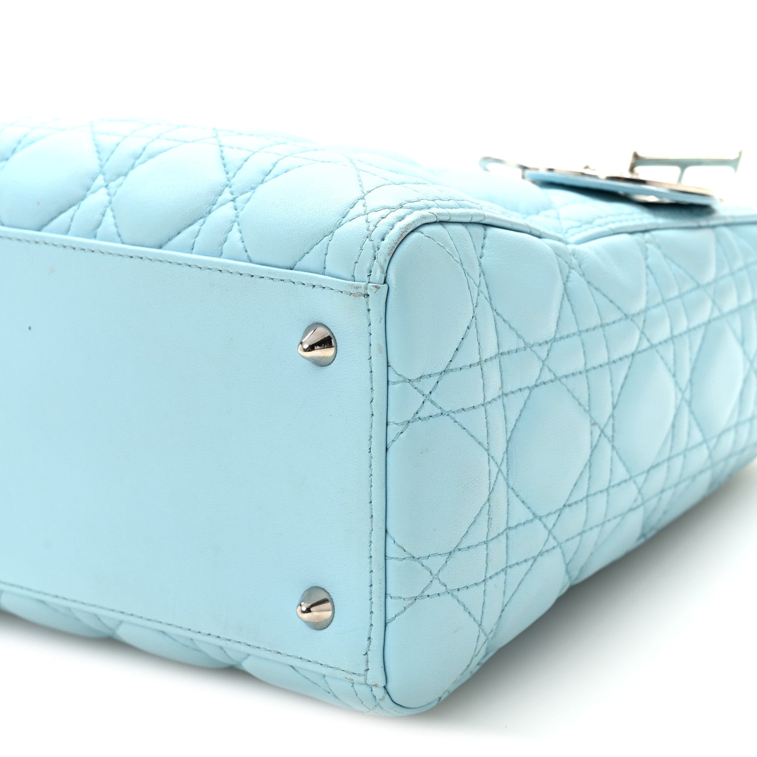 Lambskin Cannage Medium Lady D1OR Light Blue
