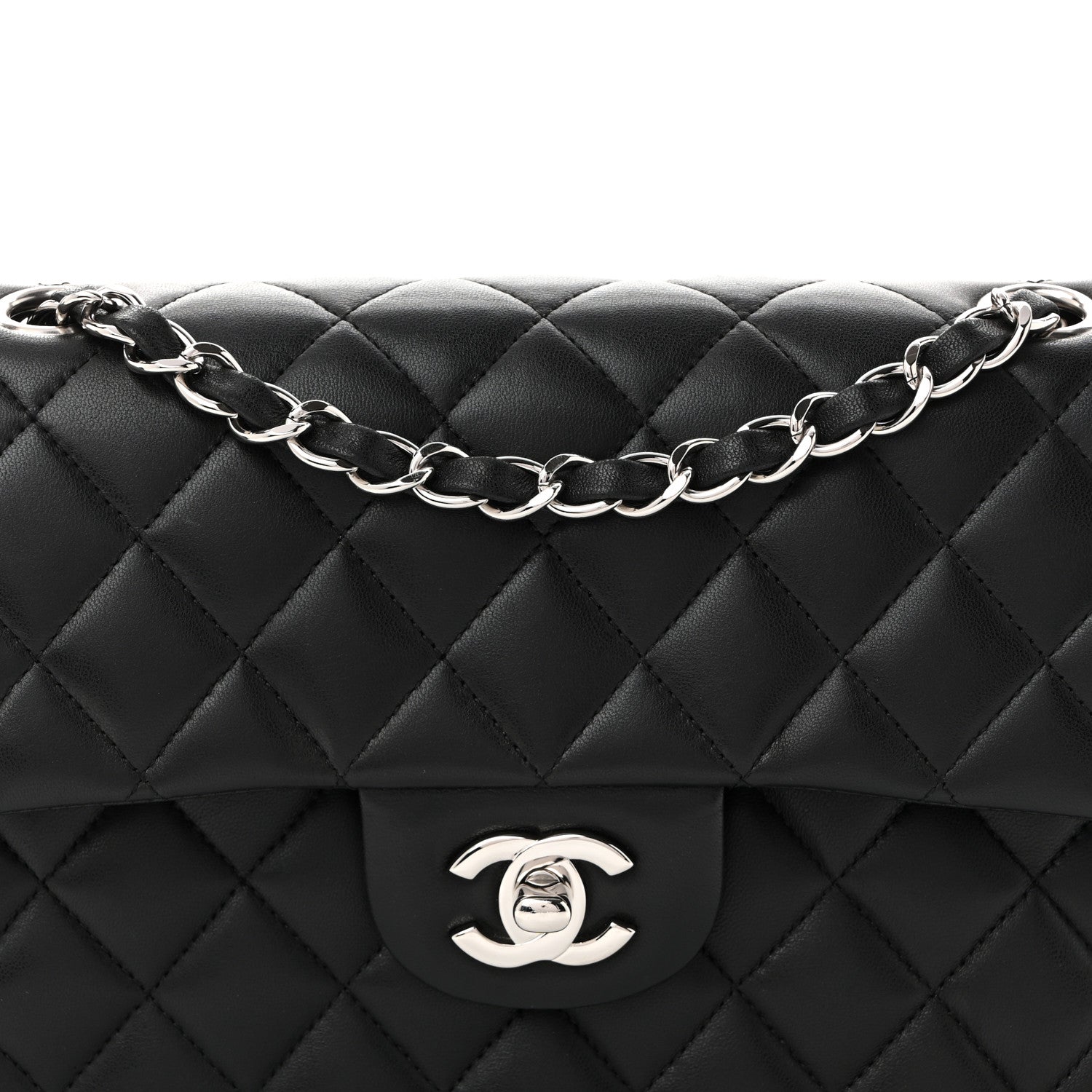 Lambskin Quilted Small Double Flap Black