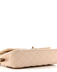 Caviar Quilted Medium Double Flap Light Beige