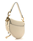 Grained Calfskin Saddle Bag White