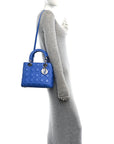 Lambskin Cannage Medium Lady D1OR Blue Persan