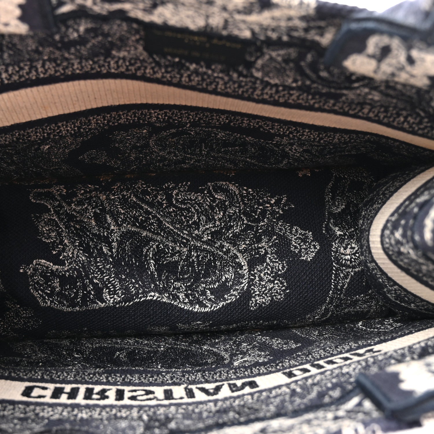 Calfskin D1ORiviera Toile De Jouy Small Book Tote With Strap Blue Multicolor