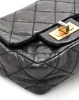 Glazed Calfskin Quilted Reissue Double Flap Clutch Black
