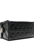 Shiny Crumpled Calfskin Quilted Small CHNL 25 Handbag Black