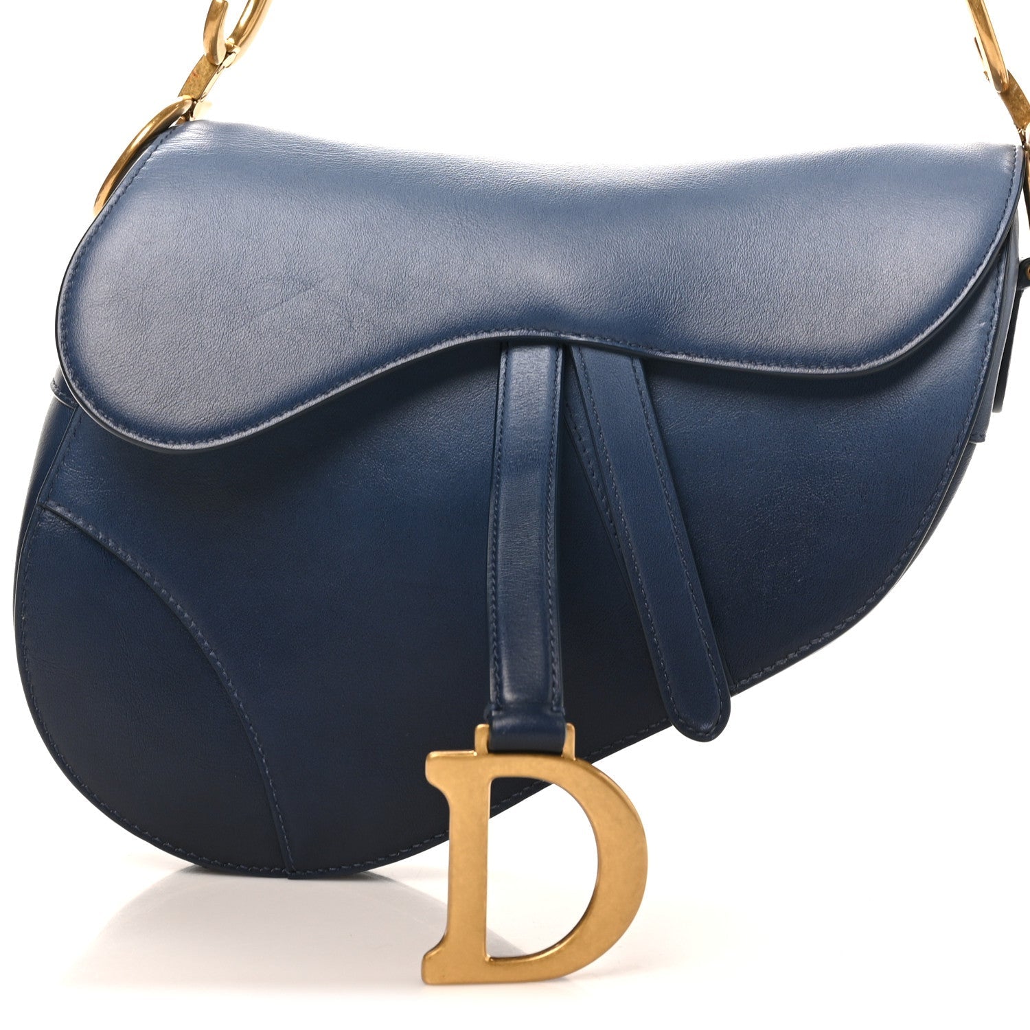 Calfskin Gradient Saddle Bag Indigo Blue