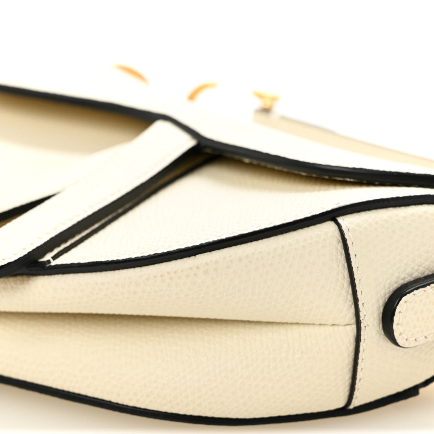 Grained Calfskin Mini Saddle Bag White