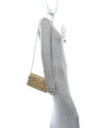 Calfskin Satin Bead Embroidery Lady D1OR Clutch Gold Yellow