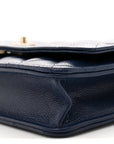 Caviar Quilted CC Turnlock Wallet On Chain WOC Navy Blue